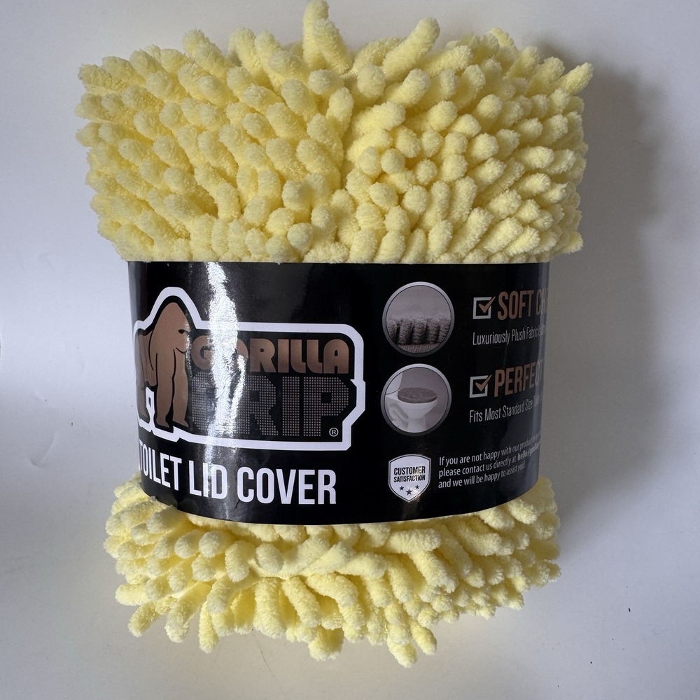 Gorilla Grip Toilet Lid Cover Yellow Sun Soft Chenille NWT